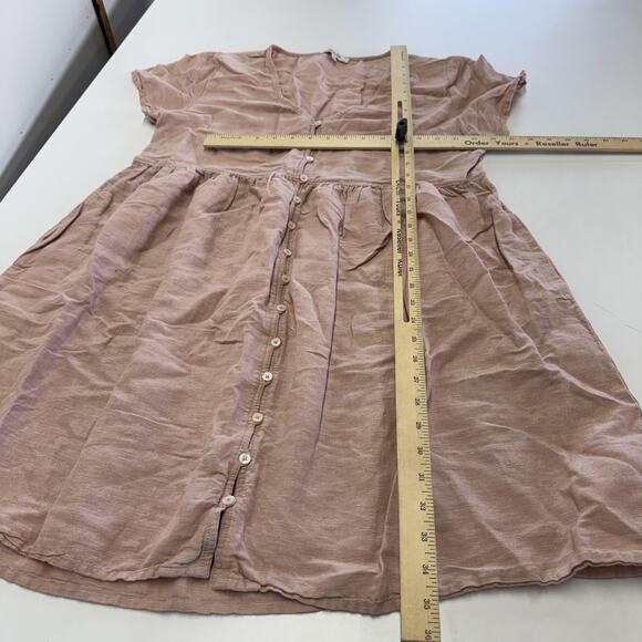 Madewell‎ Dress Womens Medium Pink Alexandra Linen Blend Button Front Mini - Picture 9 of 9